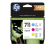 HP P2V32A Набор струйных картриджей HP 711 голубой/пурпурный/ желтый (CZ130A+CZ131A+CZ132A) {DJ T120/T520, (3*29 мл)} - фото 1