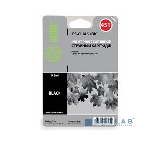 CACTUS CLI-451BK Картридж струйный CS-CLI451BK черный для Canon MG 6340/5440/IP7240 (10,2ml)