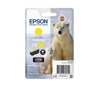 EPSON C13T26344010/4012 Картридж Epson XP-600, XP-605, XP-700, XP-800, Желтый. 26XL YE (cons ink)