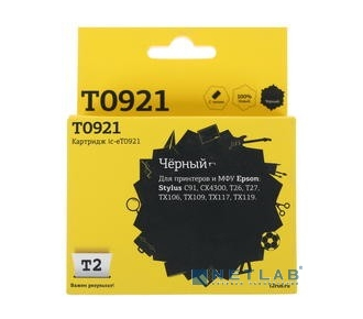 T2 C13T09214A10/C13T10814A10 (IC-ET0921) Картридж для Epson Stylus C91/CX4300/TX106/TX117, черный, с чипом