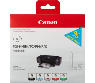 Набор картриджей CANON PGI-9 MBK/PC/PM/R/G многоцветный, 5 картриджей