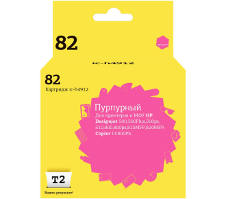 T2 C4912A Картридж №82 для HP DesignJet 500/510/800/815MFP/820MFP/CC820PS, пурпурный