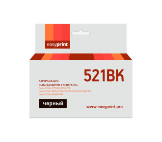 EasyPrint CLI-521Bk Картридж (IC-CLI521BK) для Canon PIXMA iP4700/MP540/620/980/MX860, черный, с чипом