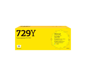 T2 Cartridge 729 Картридж (TC-C729Y) для Canon i-SENSYS LBP7010C/HP LJ Pro CP1025 (1000 стр.) Желтый, с чипом