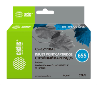 CACTUS CZ110AE Картридж № 655 (голубой) для принтеров HP DJ IA 3525/5525/4515/4525