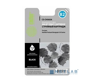 Cactus CH565A Картридж струйный для №82 принтеров HP DesignJet 510/510 (72ml) черный