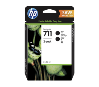 Набор струйных картриджей HP 711 (черный) 2*80мл (2шт CZ133A) для DJ T120/T520
