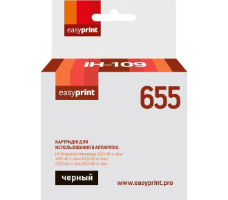 Easyprint CZ109AE Картридж (IH-109) № 655, для HP DeskJet IA 3525/4615/5525/6525, черный, 550 стр. с чипом
